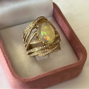 Opal Diamond Gold Ring